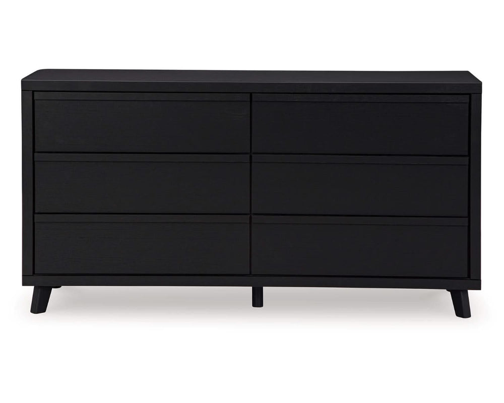Cama King Danziar con paneles, cómoda y dos mesitas de noche