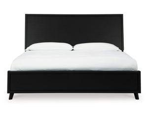 Cama King Danziar con paneles, cómoda y dos mesitas de noche