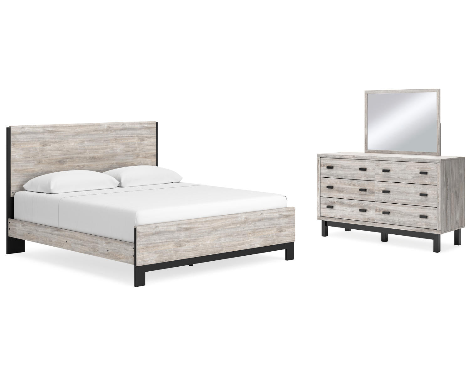 Vessalli King Panel Bed, Dresser and Mirror