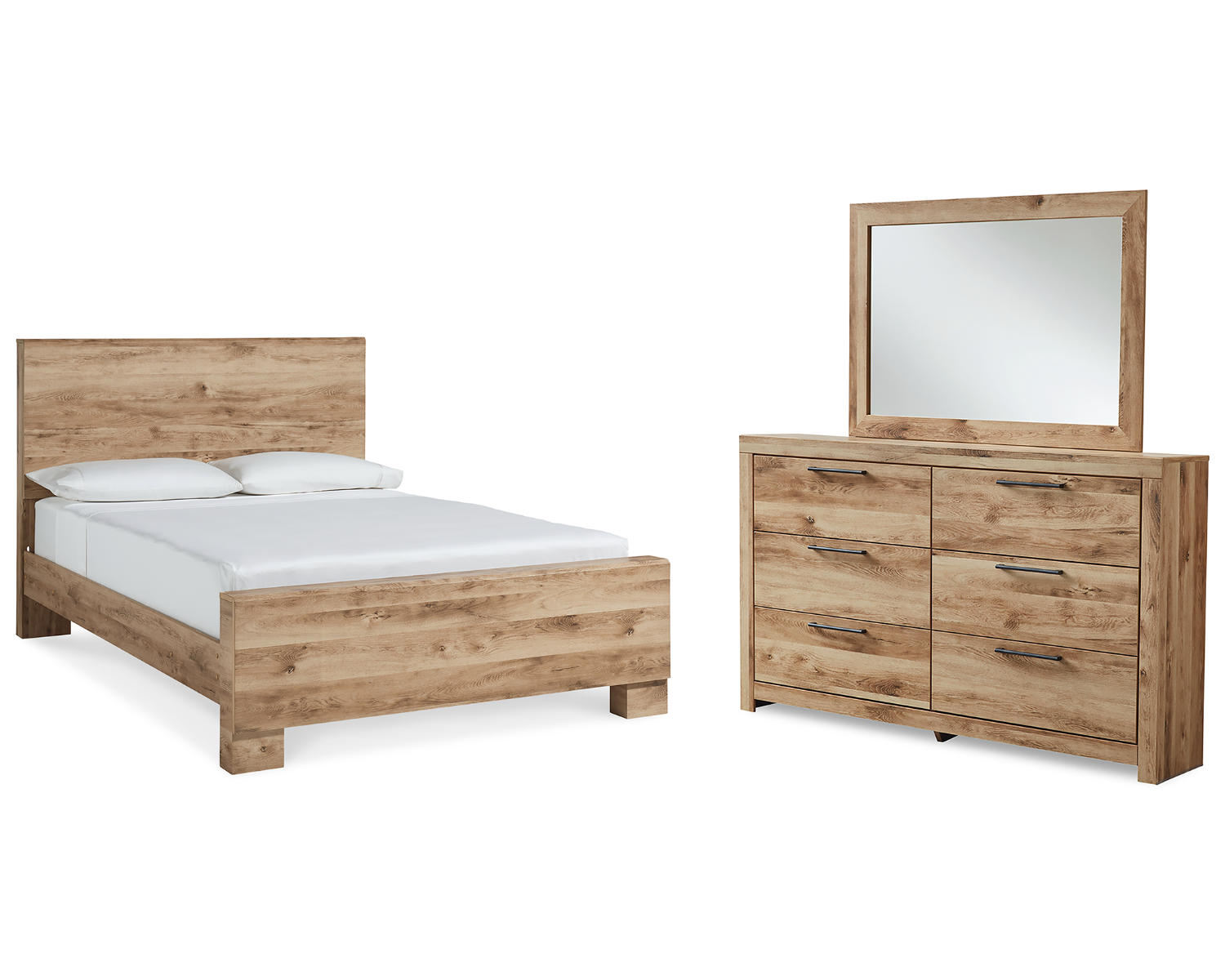 Hyanna Queen Panel Bed, Dresser and Mirror