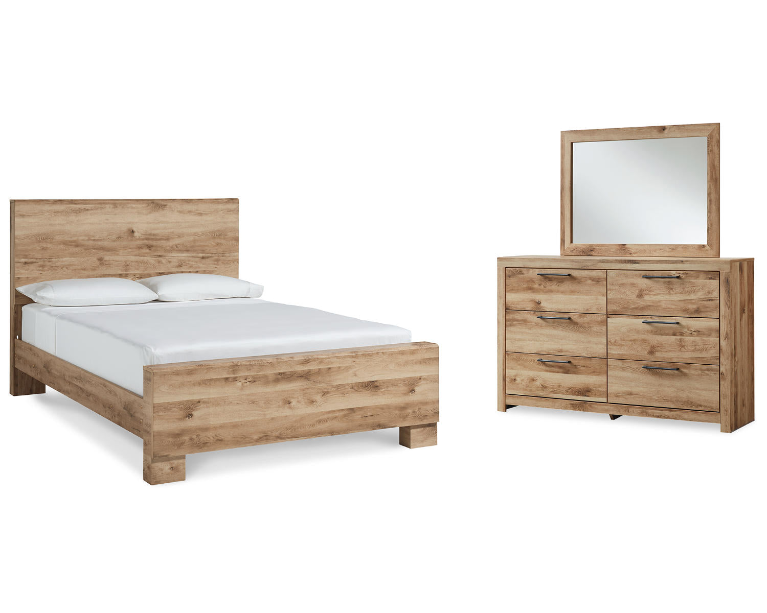 Hyanna Queen Panel Bed, Dresser and Mirror