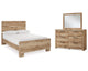 Cama Hyanna con paneles completos, tocador y espejo