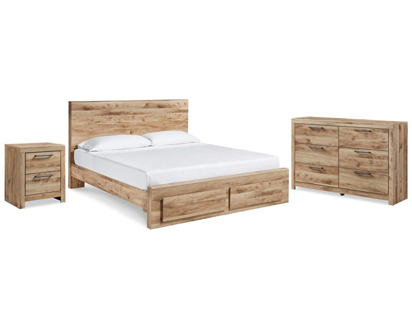 Cama Queen Hyanna con almacenamiento, cómoda y mesita de noche