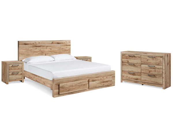 Cama Queen Hyanna con almacenaje, cómoda y dos mesitas de noche