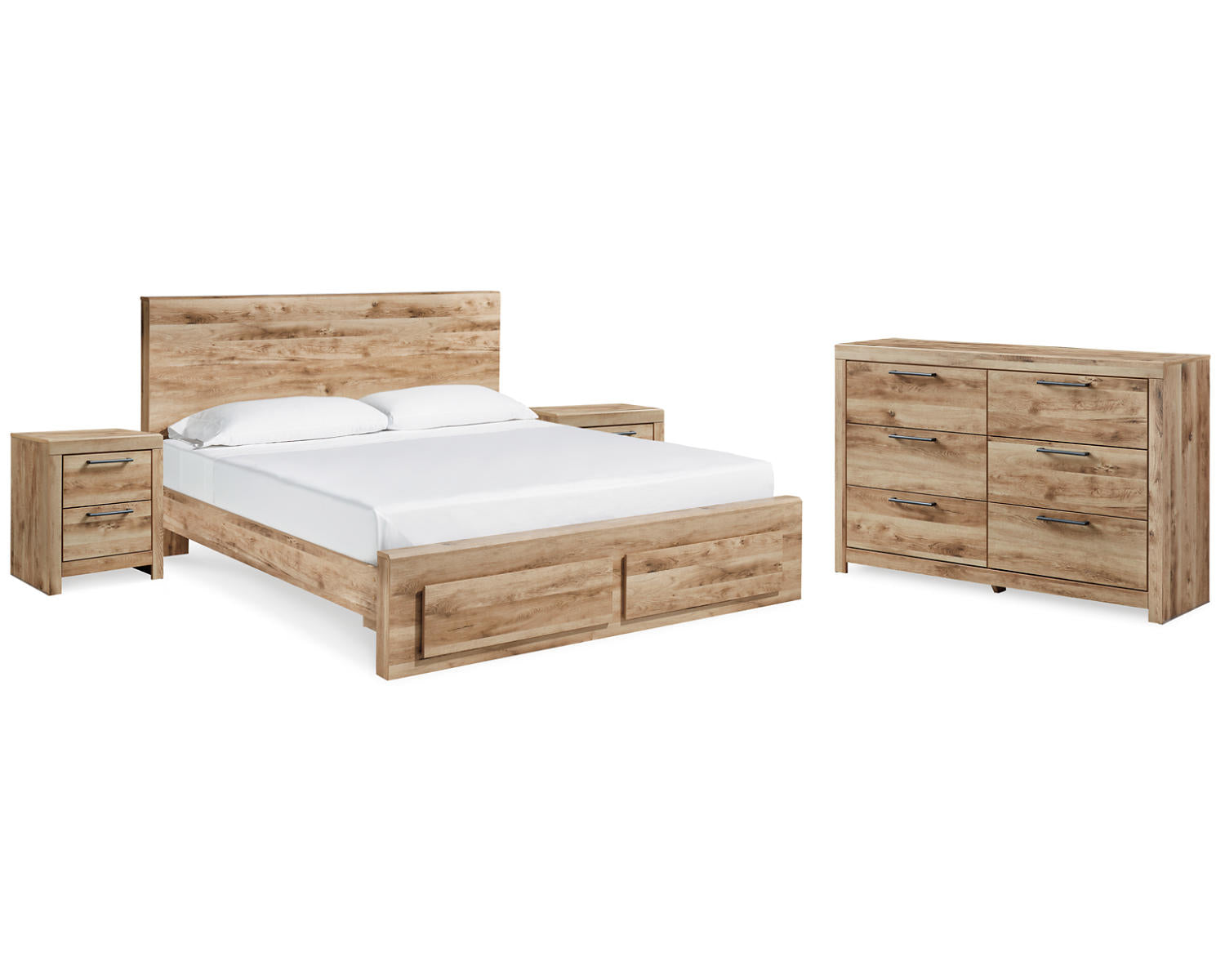Hyanna King Panel Storage Bed, Dresser and 2 Nightstands