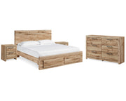 Hyanna King Panel Storage Bed, Dresser and 2 Nightstands