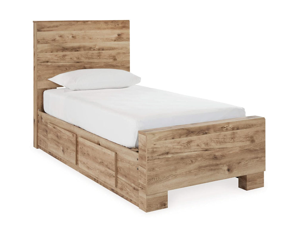 Cama Hyanna Twin con paneles, espacio de almacenamiento en un lado, tocador y espejo