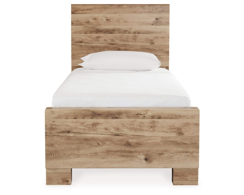 Cama Hyanna Twin con paneles, espacio de almacenamiento en un lado, tocador y espejo