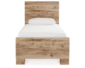 Cama Hyanna Twin con paneles, espacio de almacenamiento en un lado, tocador y espejo