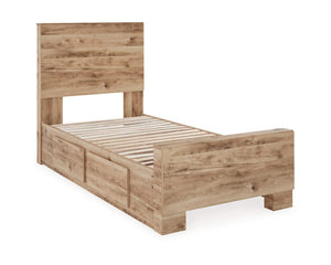 Cama Hyanna Twin con paneles, espacio de almacenamiento en un lado, tocador y espejo