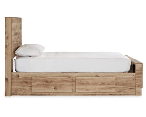 Cama Hyanna Twin con paneles, espacio de almacenamiento en un lado, tocador y espejo
