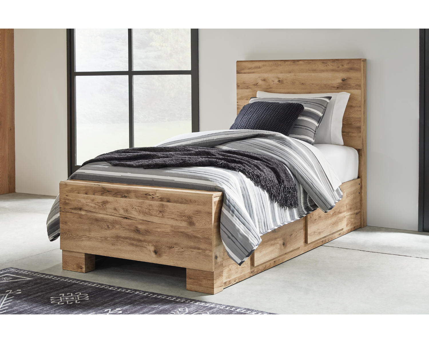 Hyanna Twin Panel Bed with 1 Side Storage