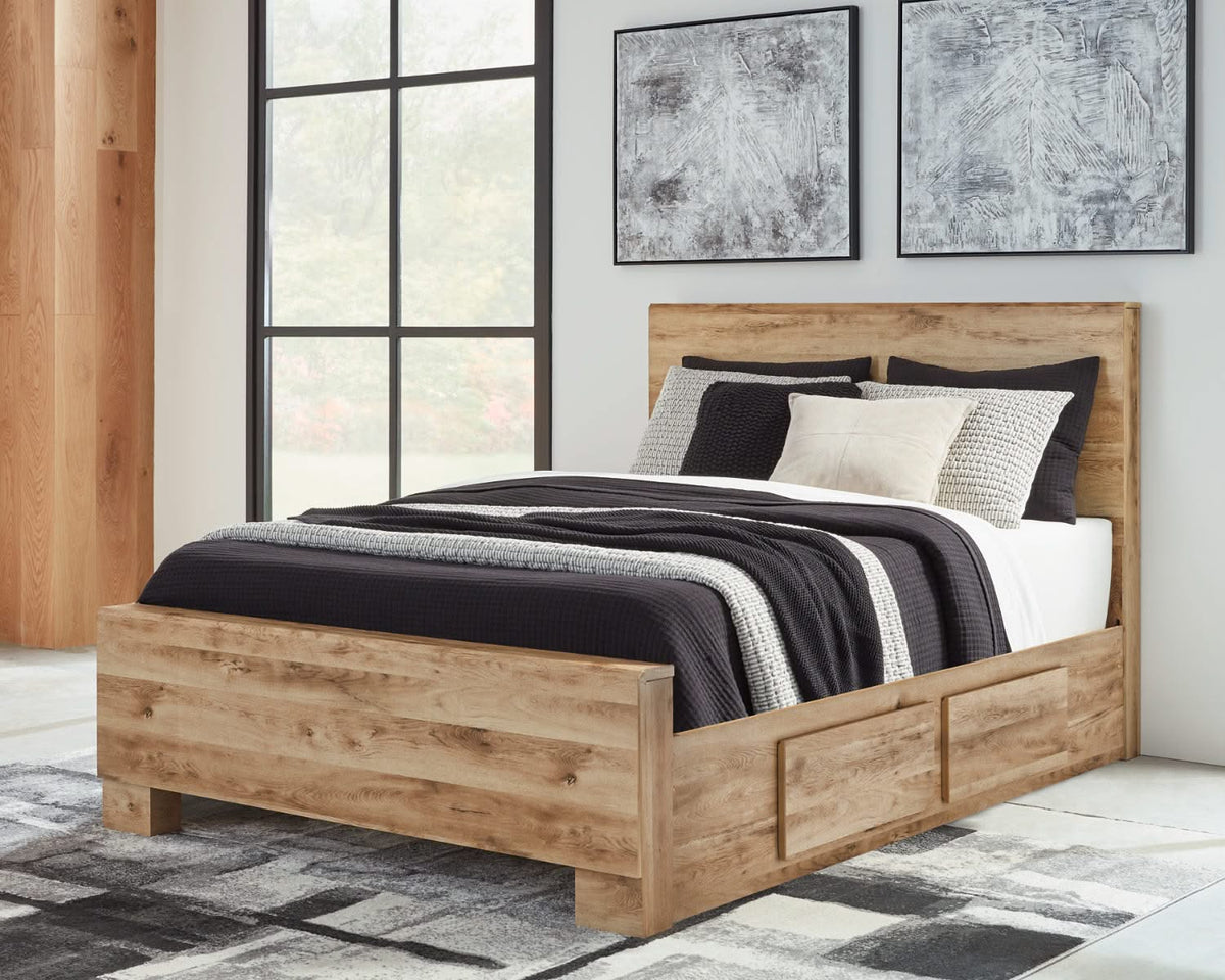 Hyanna Queen Panel Bed with 2 Side Storage, Dresser and Mirror