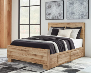 Hyanna Queen Panel Bed with 2 Side Storage, Dresser and Mirror