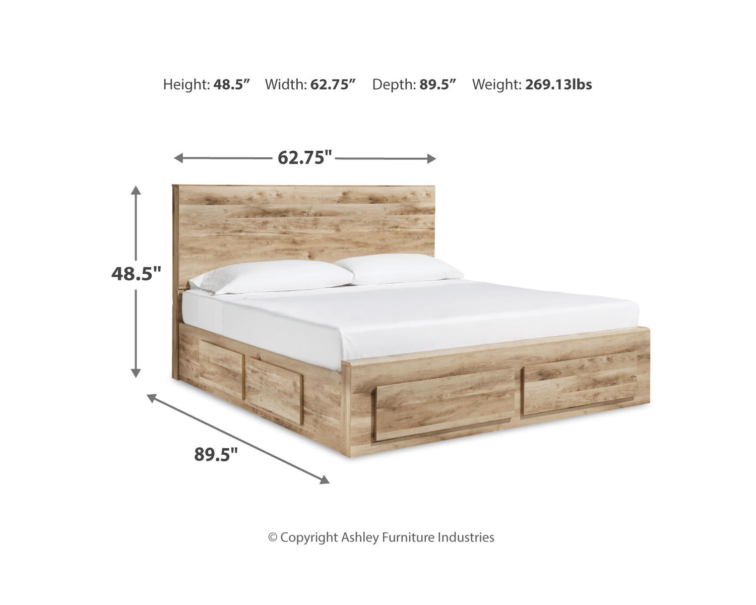 Hyanna Queen Panel Storage Bed with 1 Side Storage, Dresser and Mirror