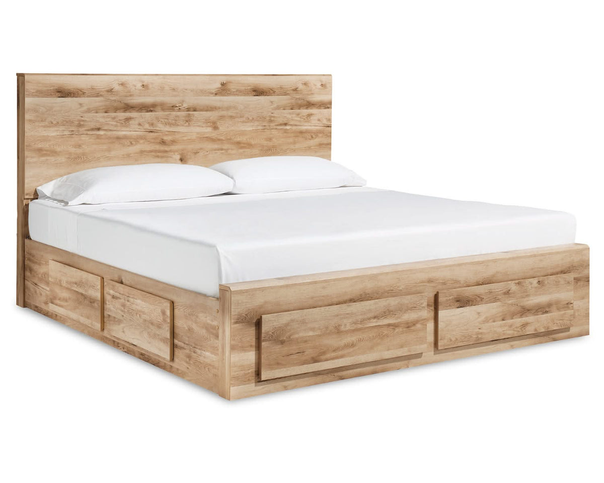 Hyanna Queen Panel Storage Bed with 1 Side Storage, Dresser and Mirror