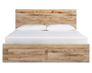 Hyanna King Panel Storage Bed with 1 Side Storage, Dresser and Mirror