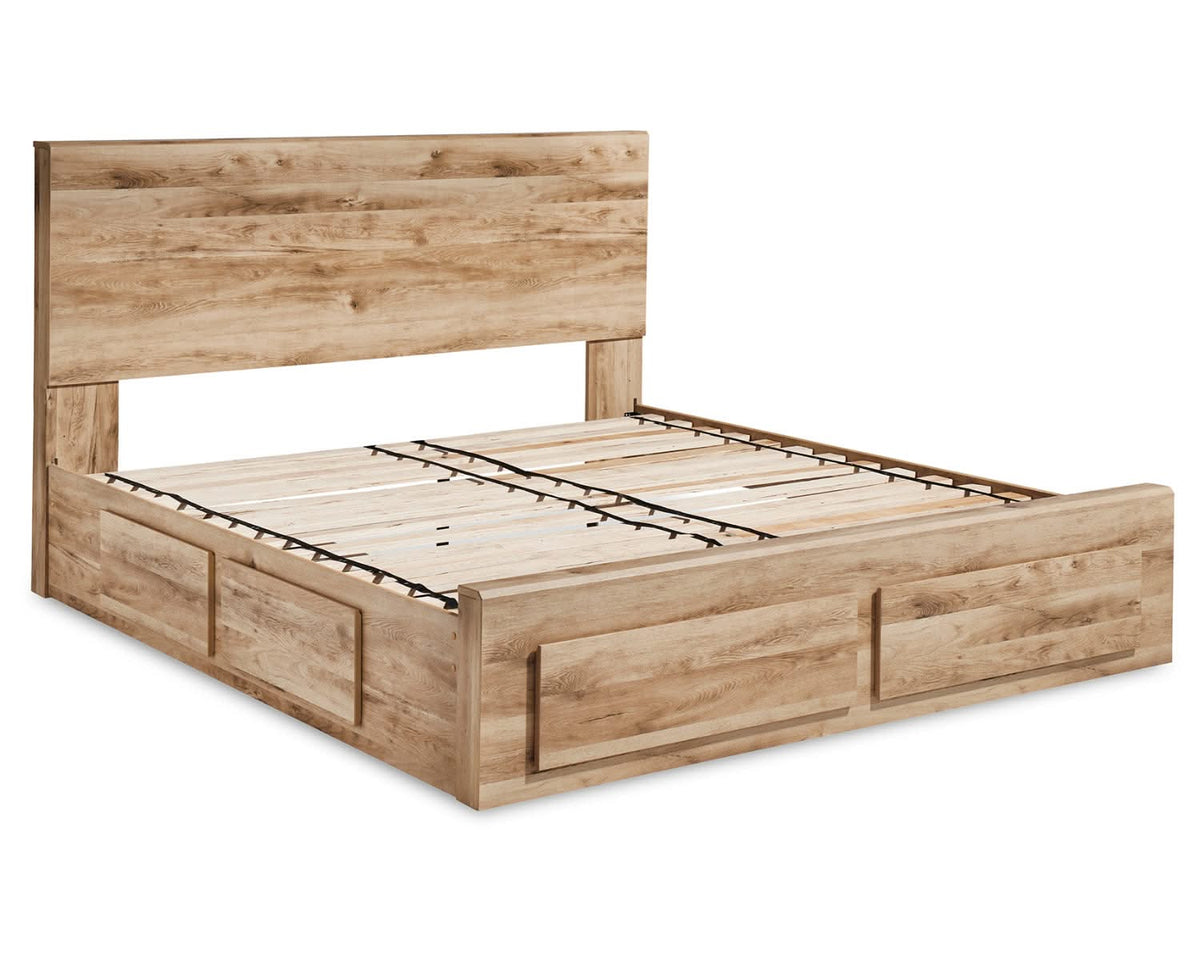Hyanna Queen Panel Storage Bed with 1 Side Storage, Dresser and Mirror