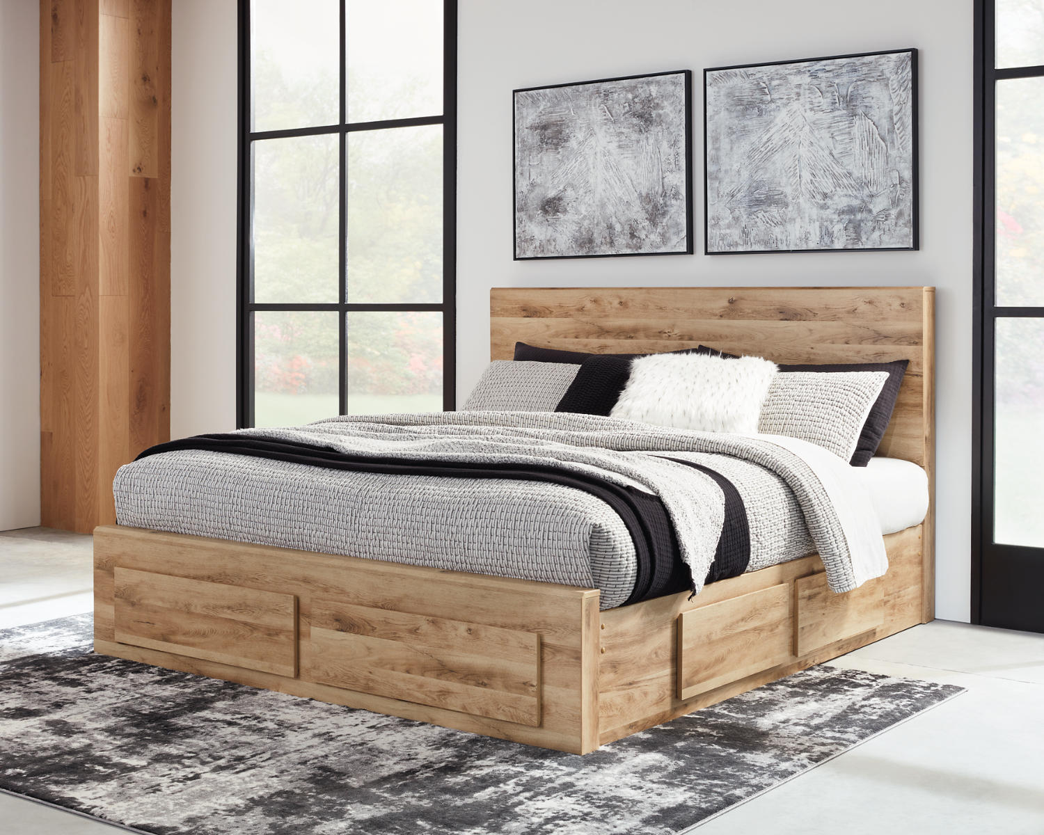 Hyanna King Panel Storage Bed with 2 Under Bed Storage Drawers