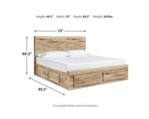 Hyanna King Panel Storage Bed with 1 Side Storage, Dresser and Mirror