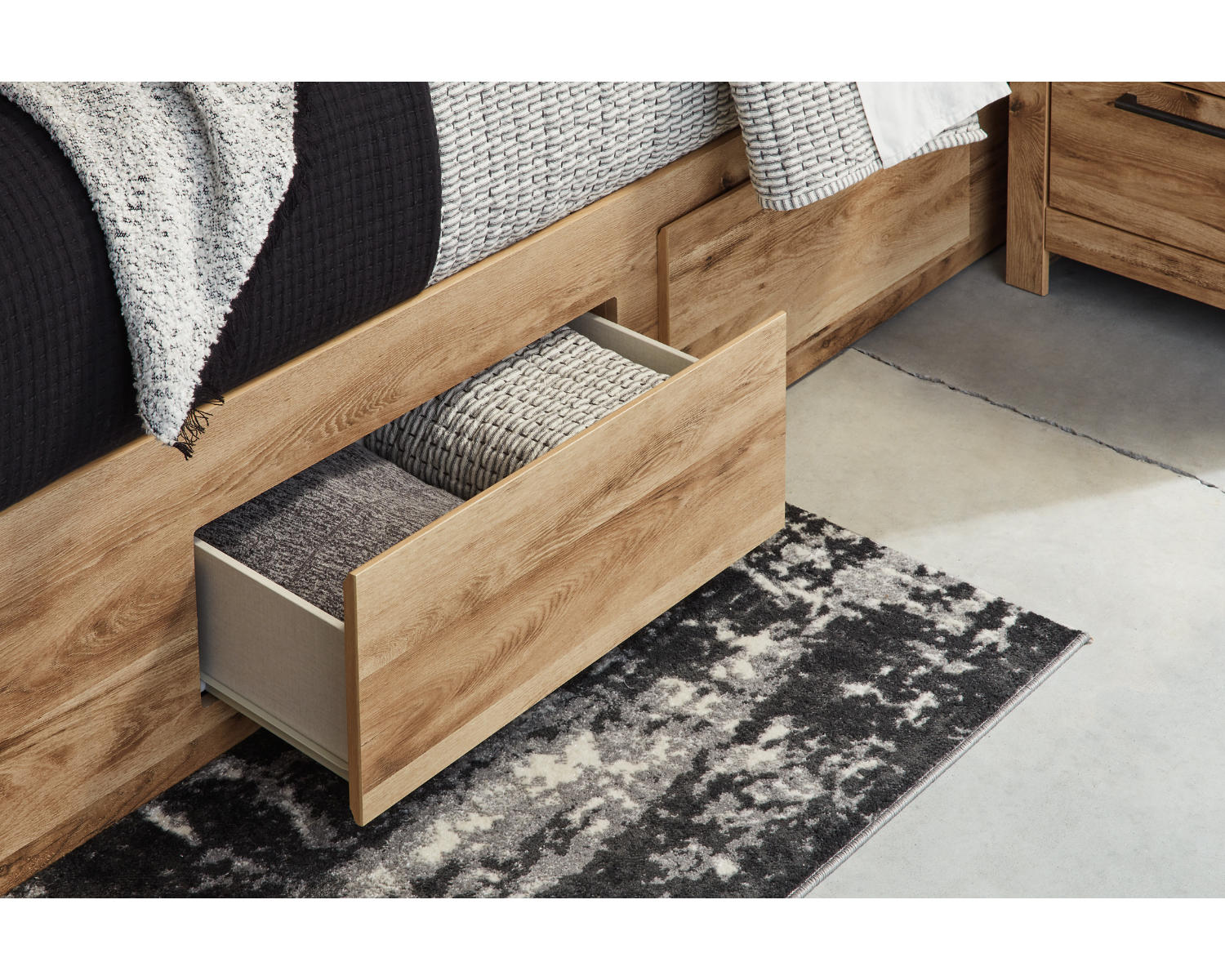 Hyanna Queen Panel Storage Bed with 2 Under Bed Storage Drawer