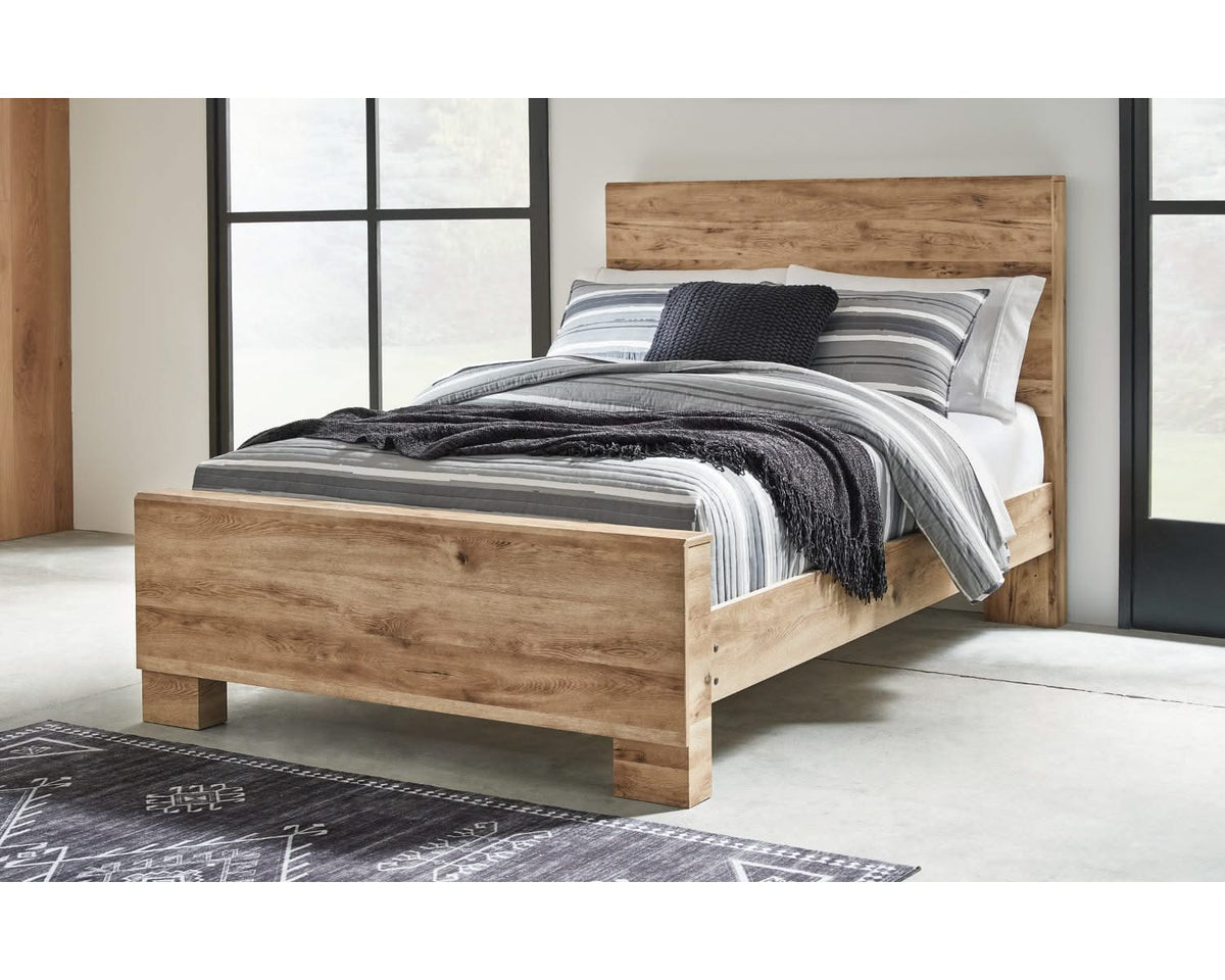 Cama Hyanna con paneles completos, tocador y espejo