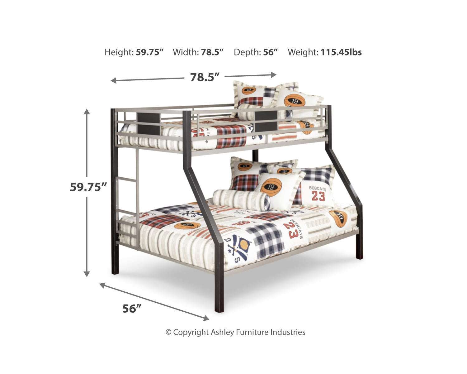 Dinsmore Twin over Full Bunk Bed with Mattresses