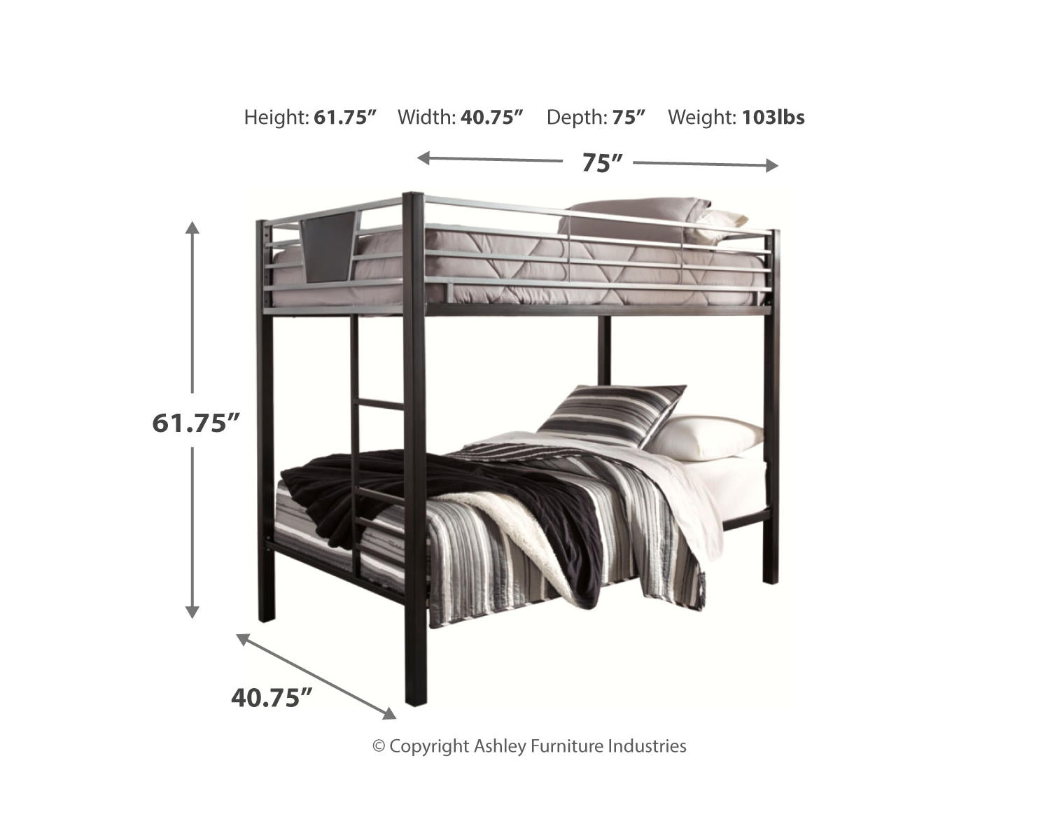 Dinsmore Twin over Twin Bunk Bed with 2 Mattresses