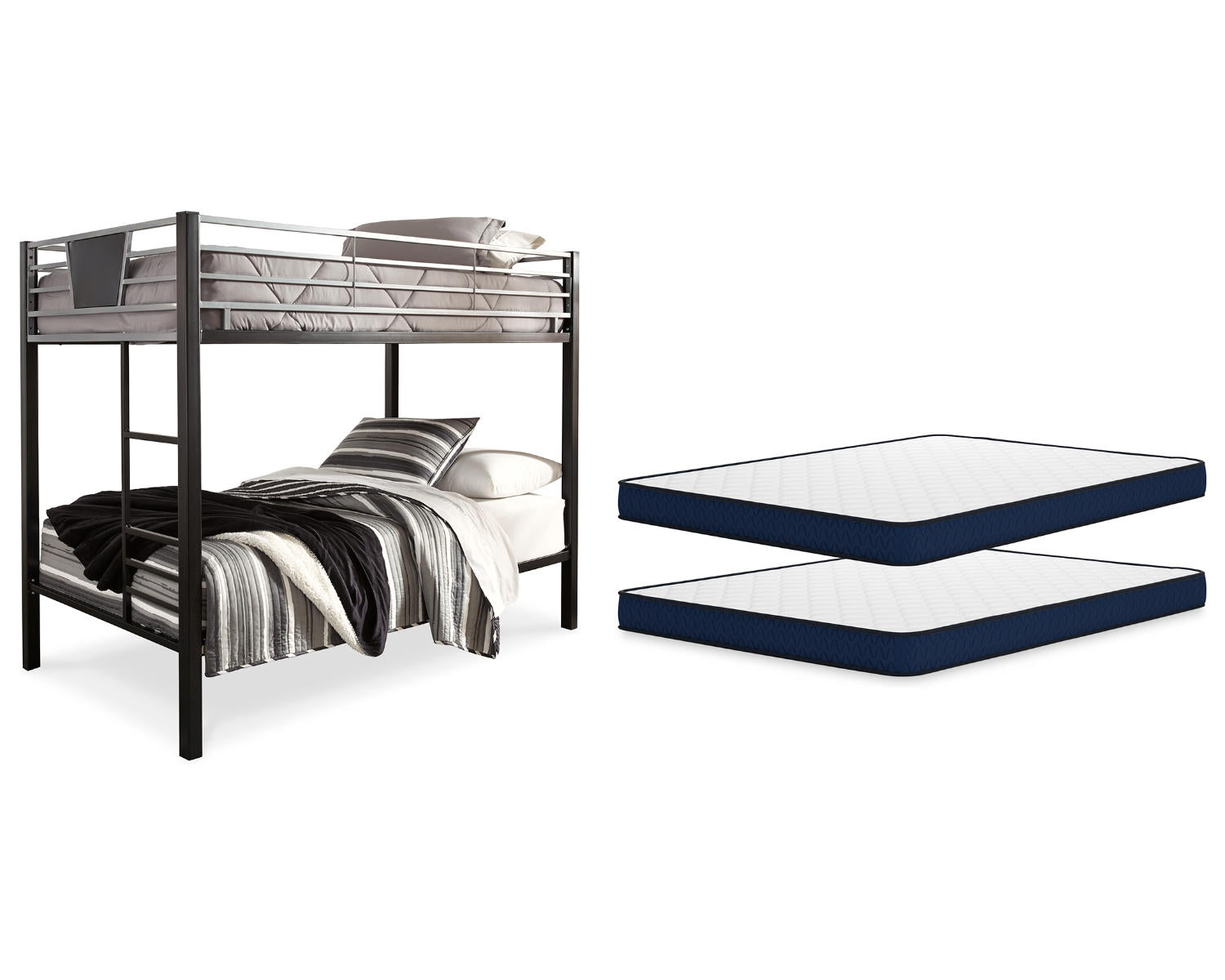 Dinsmore Twin over Twin Bunk Bed and 2 Mattresses