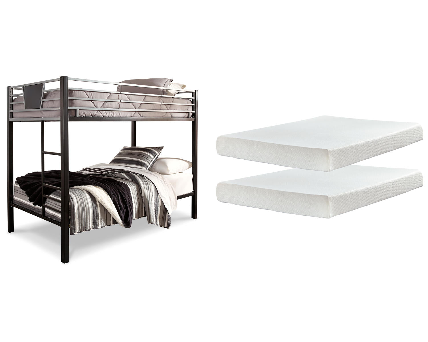 Dinsmore Twin over Twin Bunk Bed with 2 Mattresses