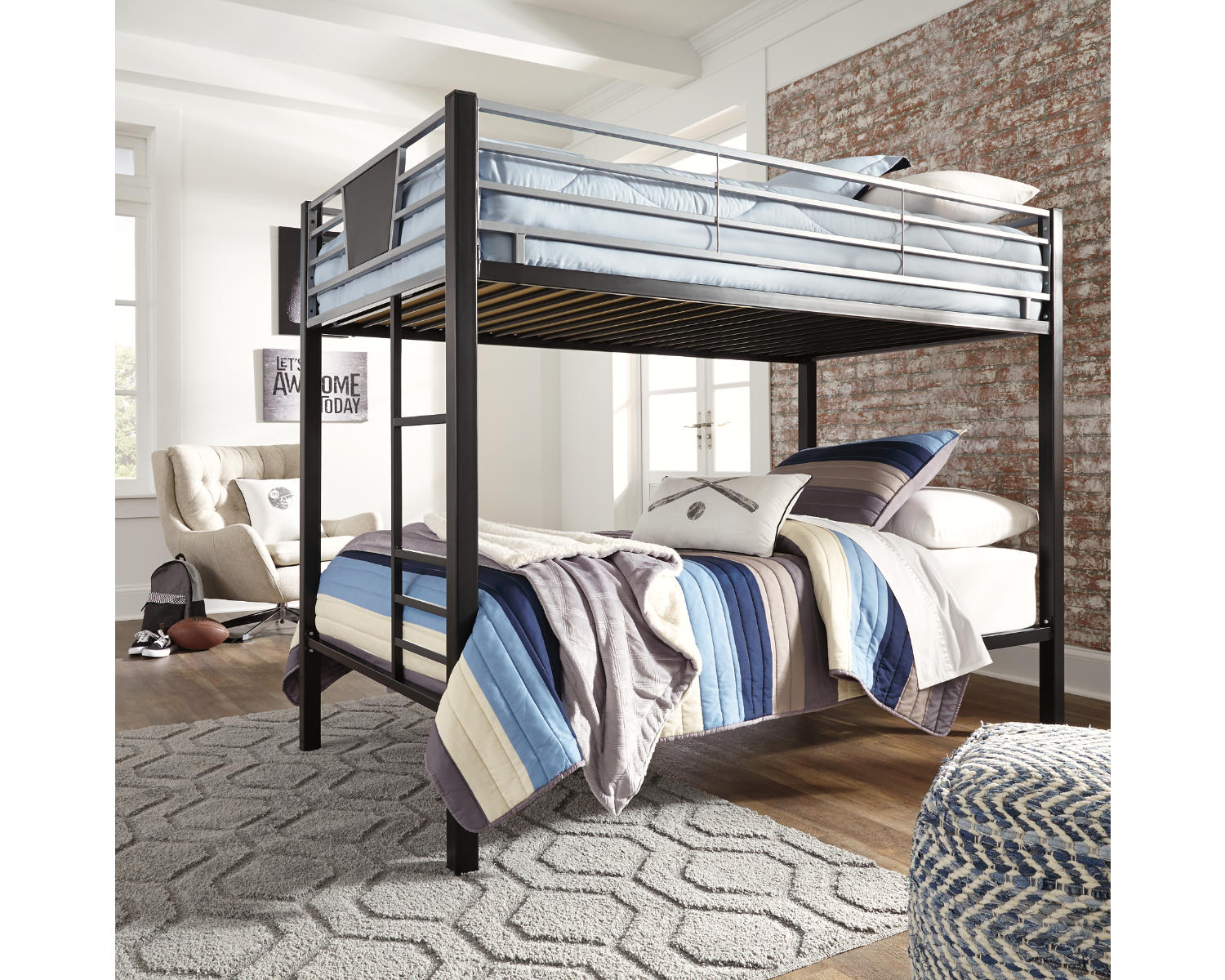 Dinsmore Twin over Twin Bunk Bed with 2 Mattresses