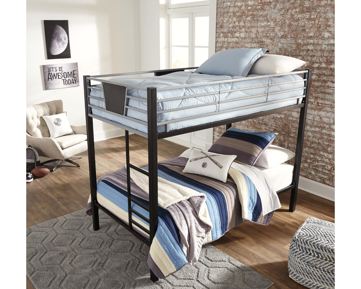 Dinsmore Twin over Twin Bunk Bed with 2 Mattresses