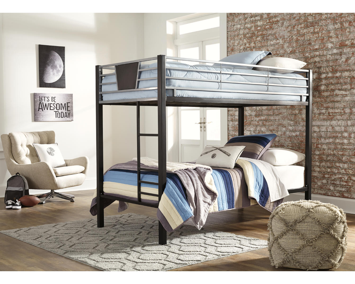 Dinsmore Twin over Twin Bunk Bed with 2 Mattresses