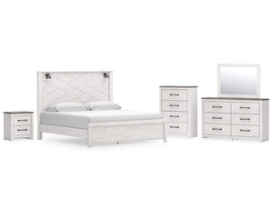 Gerridan King Panel Bed, Dresser, Mirror, Chest, and Nightstand