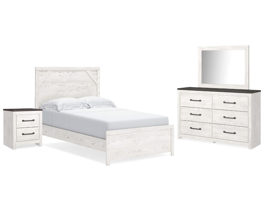 Cama Gerridan con paneles completos, tocador, espejo y mesita de noche
