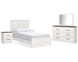 Cama Gerridan con paneles completos, tocador, espejo y mesita de noche