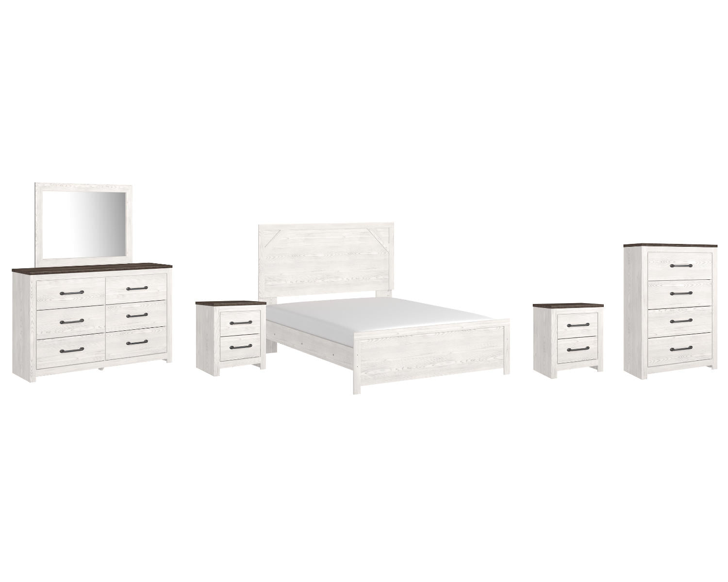 Gerridan Queen Panel Bed with Dresser and Mirror, Chest and 2 Nightstands