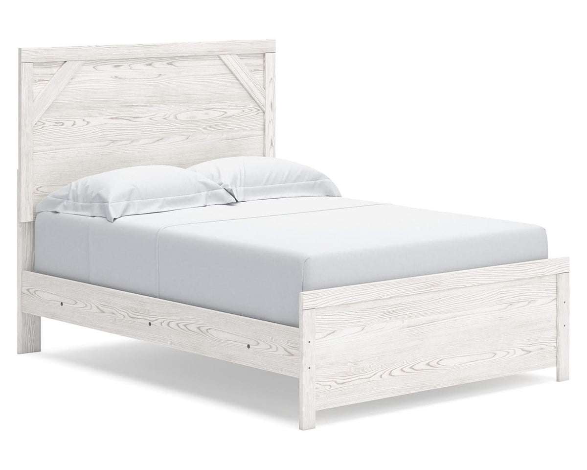 Cama Gerridan con paneles completos, tocador, espejo y mesita de noche