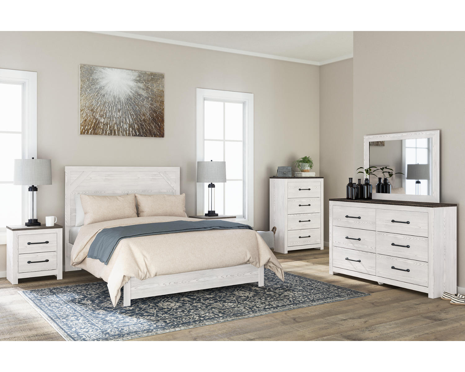 Gerridan Queen Panel Bed with Dresser and Mirror, Chest and 2 Nightstands