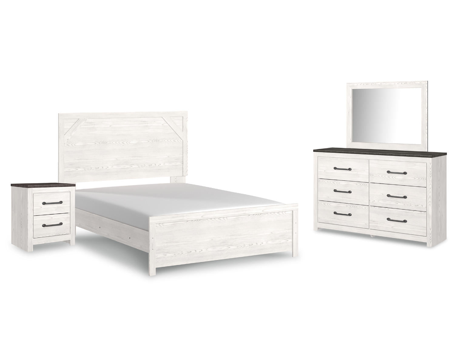 Gerridan Queen Bed with Mirrored Dresser and Nightstand