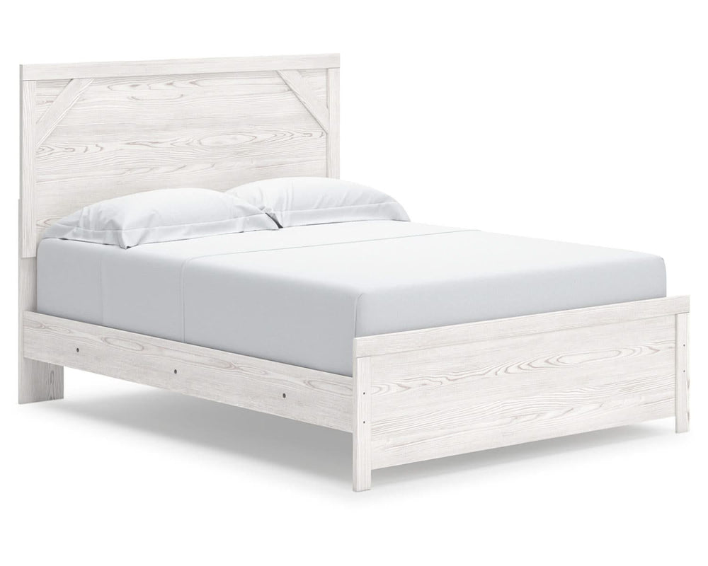 Cama Queen con paneles Gerridan, tocador, espejo y cómoda