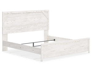 Cama King con paneles, cómoda y mesita de noche Gerridan