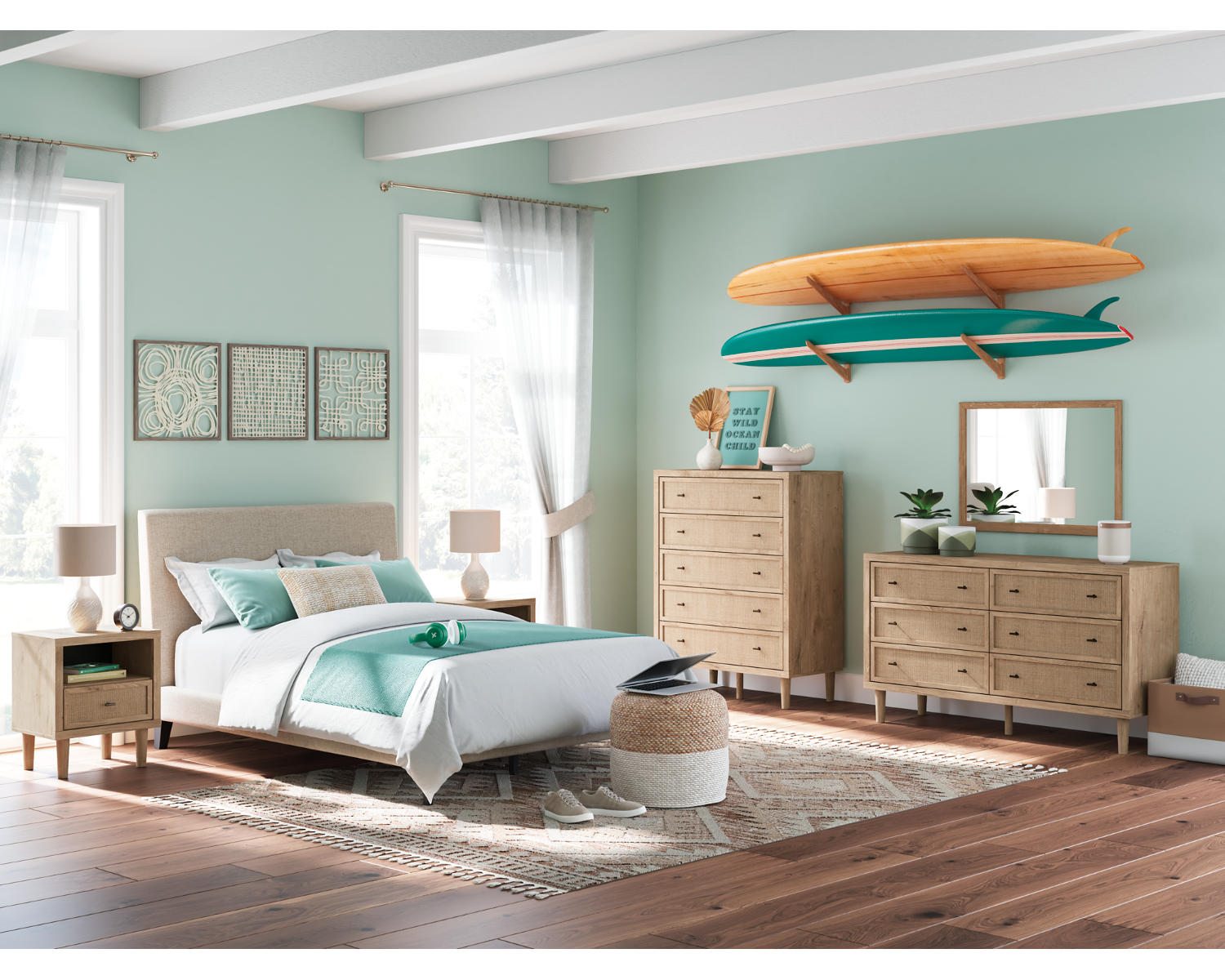 Cielden Full Upholstered Bed with Roll Slats