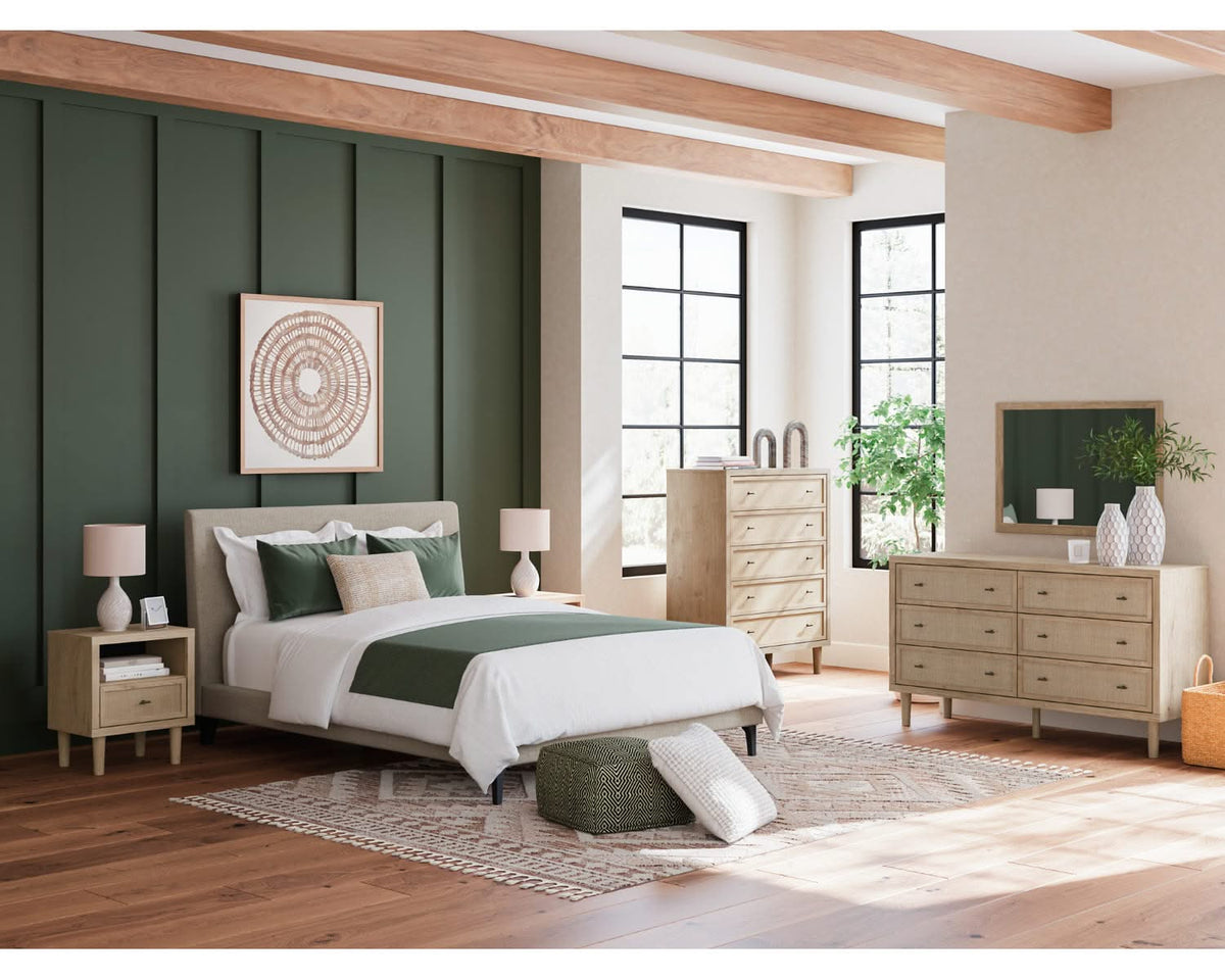 Cielden Queen Upholstered Bed with Roll Slats