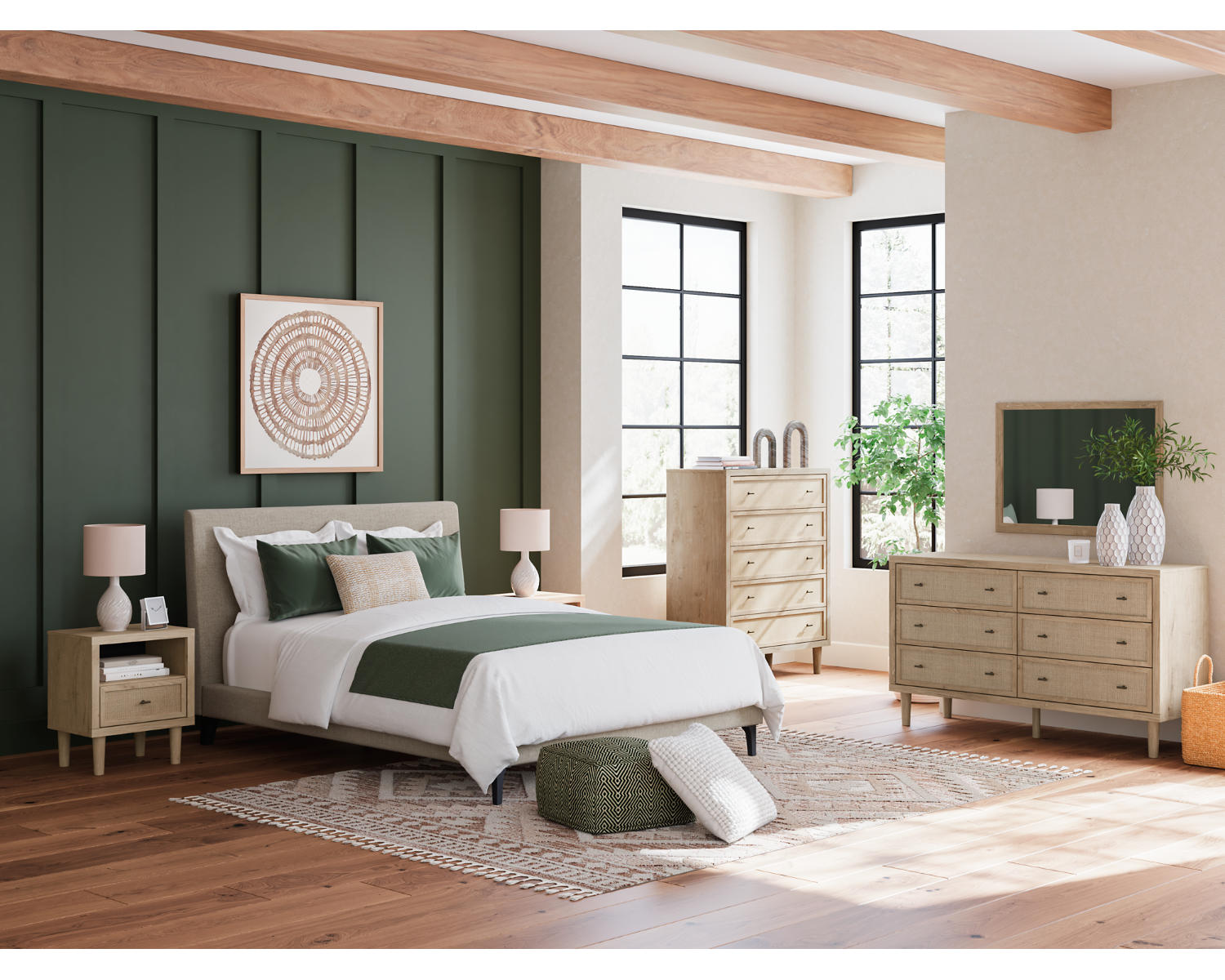 Cielden Queen Upholstered Bed with Roll Slats