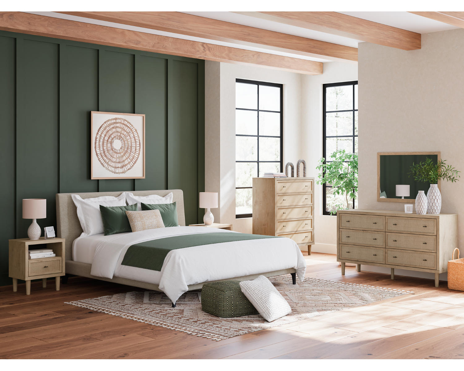 Cielden King Upholstered Bed with Roll Slats