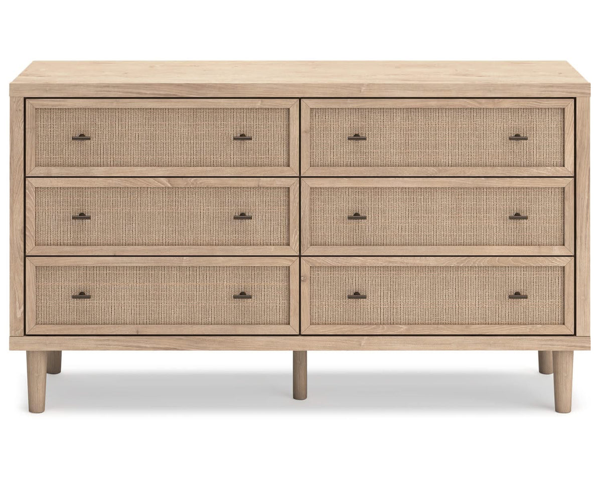 Cama Queen con paneles, cómoda y mesita de noche Cielden
