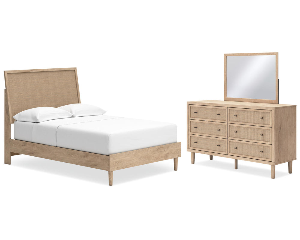 Cama completa con paneles, tocador y espejo Cielden