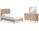Cama completa con paneles, tocador y espejo Cielden