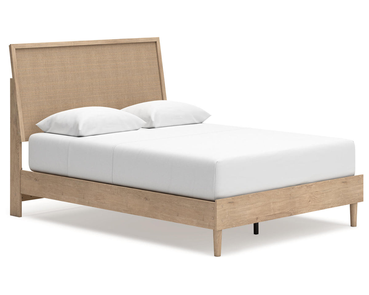 Cama Queen con paneles, cómoda y mesita de noche Cielden
